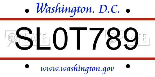 SL0T789 District Of Columbia License Plate