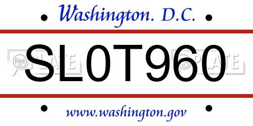 SL0T960 District Of Columbia License Plate