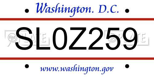 SL0Z259 District Of Columbia License Plate
