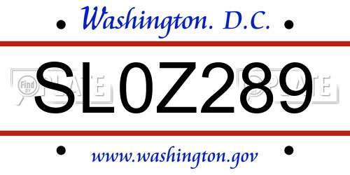 SL0Z289 District Of Columbia License Plate