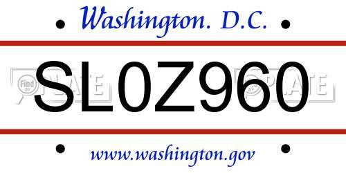 SL0Z960 District Of Columbia License Plate