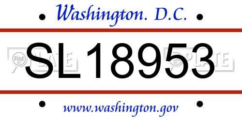 SL18953 District Of Columbia License Plate