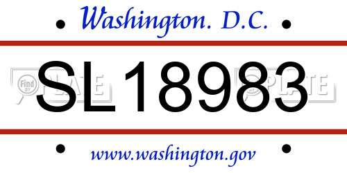 SL18983 District Of Columbia License Plate