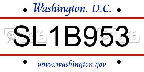 SL1B953 District Of Columbia License Plate
