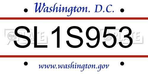 SL1S953 District Of Columbia License Plate