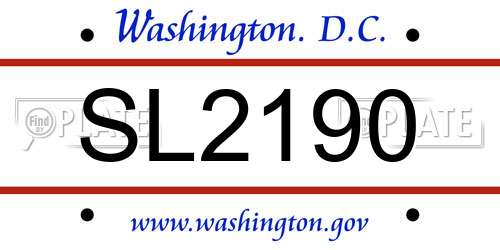 SL2190 District Of Columbia License Plate