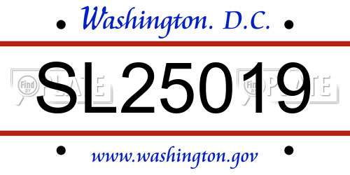 SL25019 District Of Columbia License Plate
