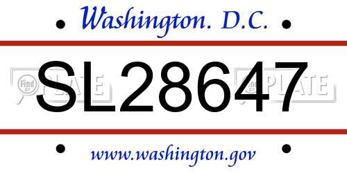 SL28647 District Of Columbia License Plate