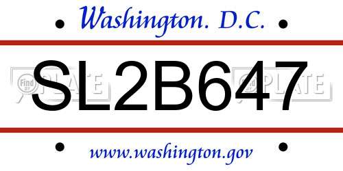 SL2B647 District Of Columbia License Plate