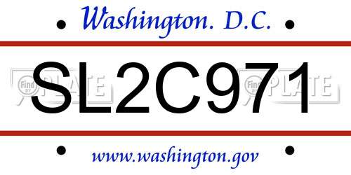 SL2C971 District Of Columbia License Plate