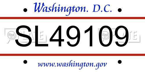 SL49109 District Of Columbia License Plate