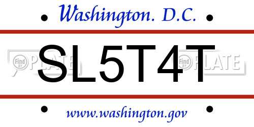 SL5T4T District Of Columbia License Plate