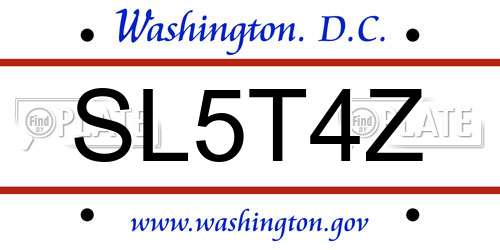 SL5T4Z District Of Columbia License Plate