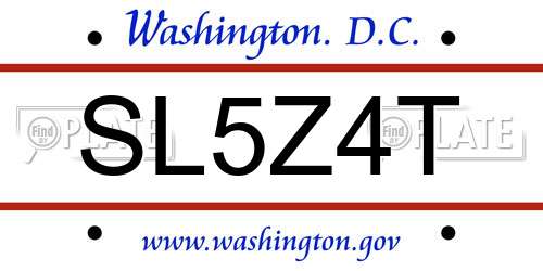 SL5Z4T District Of Columbia License Plate