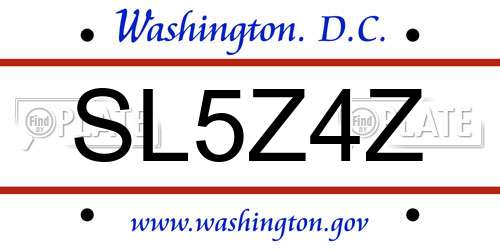 SL5Z4Z District Of Columbia License Plate
