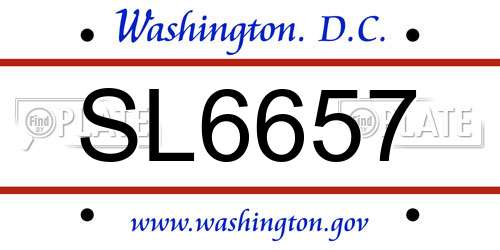 SL6657 District Of Columbia License Plate