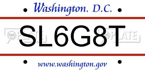 SL6G8T District Of Columbia License Plate