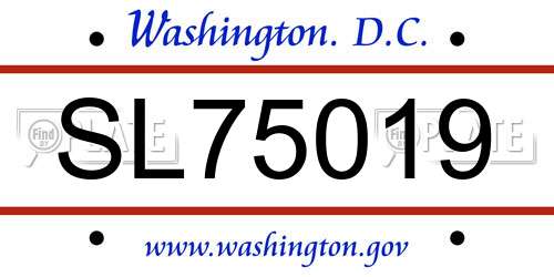 SL75019 District Of Columbia License Plate