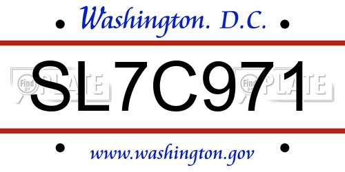 SL7C971 District Of Columbia License Plate