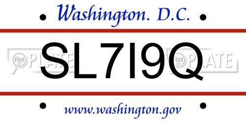 SL7I9Q District Of Columbia License Plate