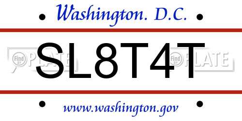 SL8T4T District Of Columbia License Plate