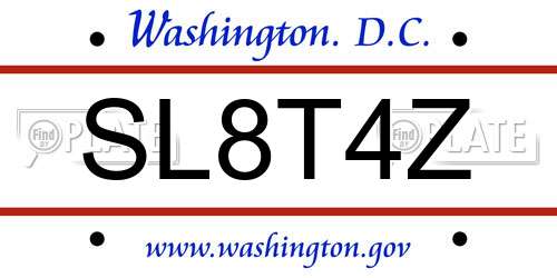 SL8T4Z District Of Columbia License Plate