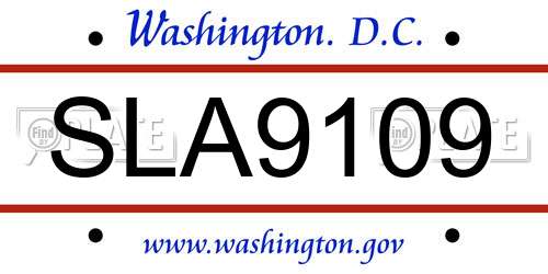 SLA9109 District Of Columbia License Plate