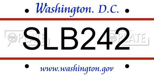 SLB242 District Of Columbia License Plate