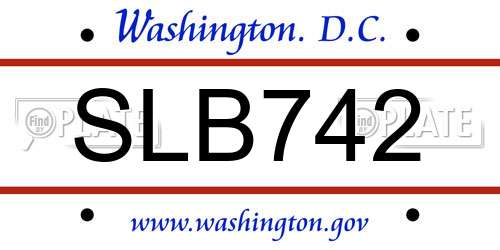 SLB742 District Of Columbia License Plate