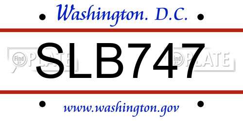 SLB747 District Of Columbia License Plate