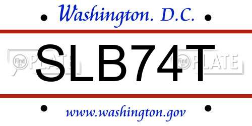 SLB74T District Of Columbia License Plate