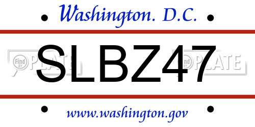 SLBZ47 District Of Columbia License Plate