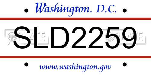 SLD2259 District Of Columbia License Plate