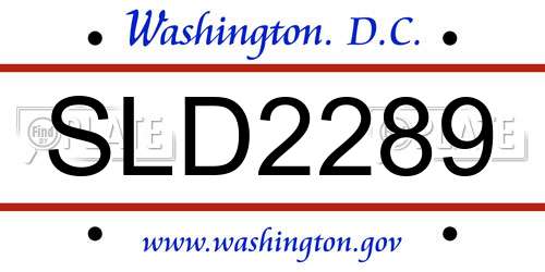 SLD2289 District Of Columbia License Plate