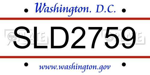 SLD2759 District Of Columbia License Plate