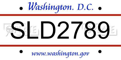 SLD2789 District Of Columbia License Plate