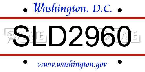 SLD2960 District Of Columbia License Plate