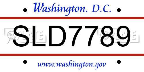 SLD7789 District Of Columbia License Plate