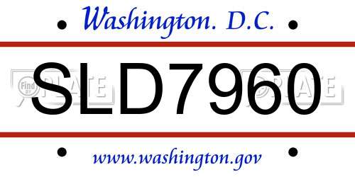 SLD7960 District Of Columbia License Plate