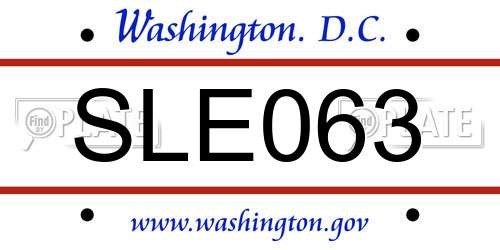 SLE063 District Of Columbia License Plate