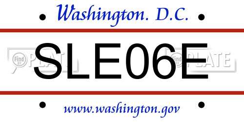 SLE06E District Of Columbia License Plate