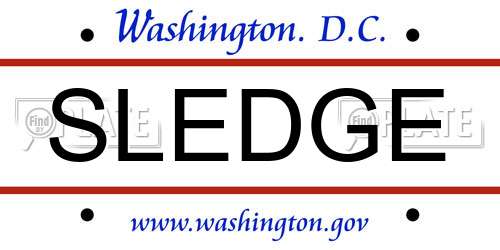 SLEDGE District Of Columbia License Plate