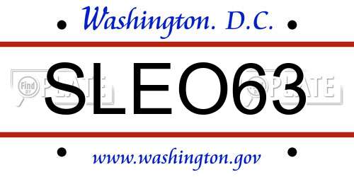 SLEO63 District Of Columbia License Plate