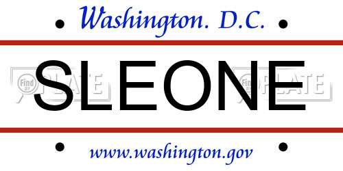 SLEONE District Of Columbia License Plate