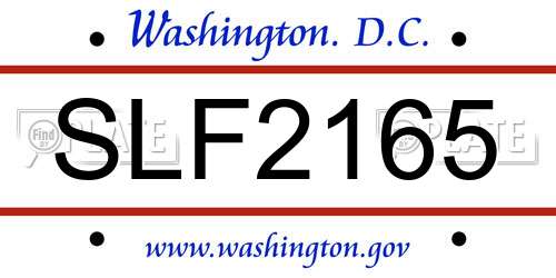 SLF2165 District Of Columbia License Plate