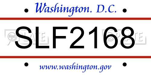 SLF2168 District Of Columbia License Plate