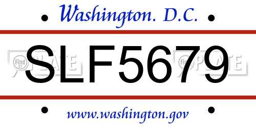SLF5679 District Of Columbia License Plate