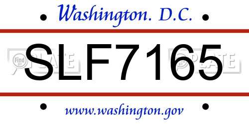 SLF7165 District Of Columbia License Plate