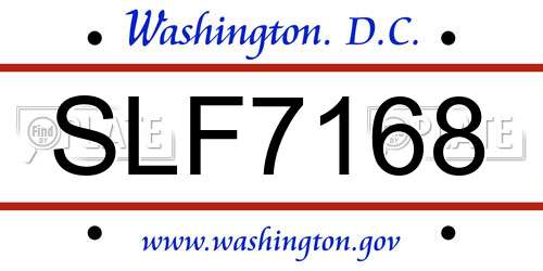 SLF7168 District Of Columbia License Plate
