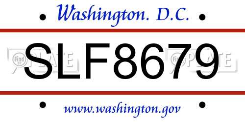 SLF8679 District Of Columbia License Plate